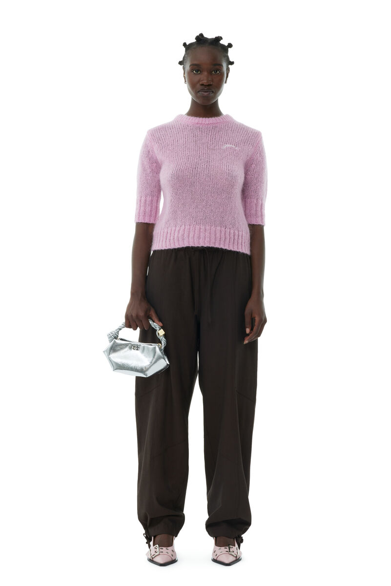 Lilac Mohair O-neck Sweater, Merino Wool, in colour Lilac Sachet - 2 - GANNI
