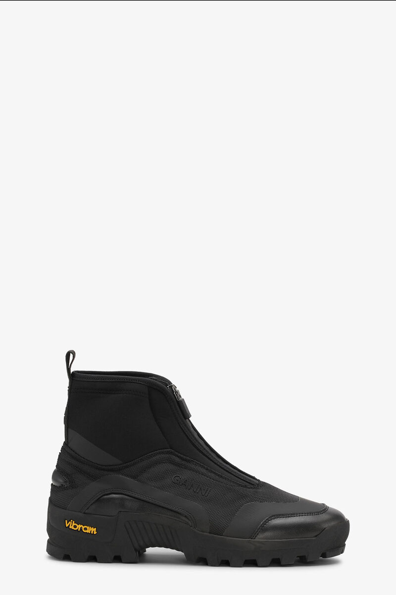 Schwarze High-Top-Performance-Sneaker mit Reißverschluss, Polyurethane, in colour Black - 1 - GANNI
