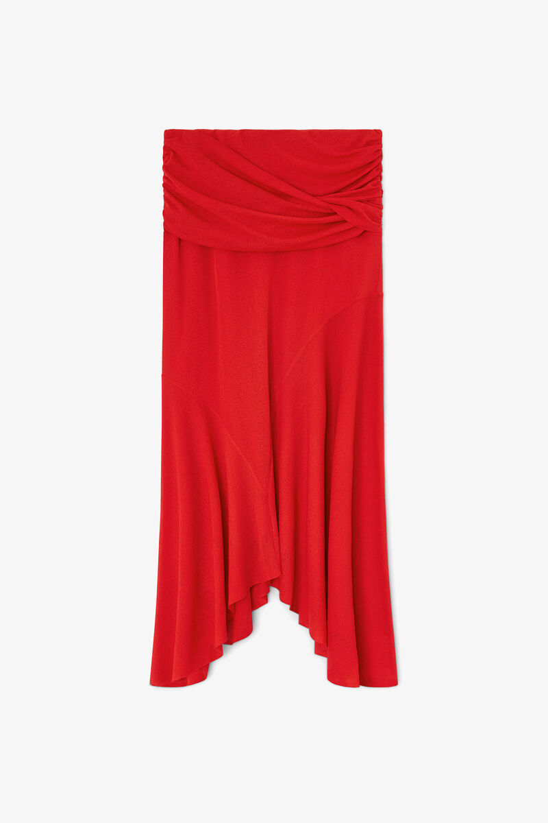 Langer Rock aus meliertem Netzstoff in Rot, Recycled Polyester, in colour Goji Berry - 1 - GANNI
