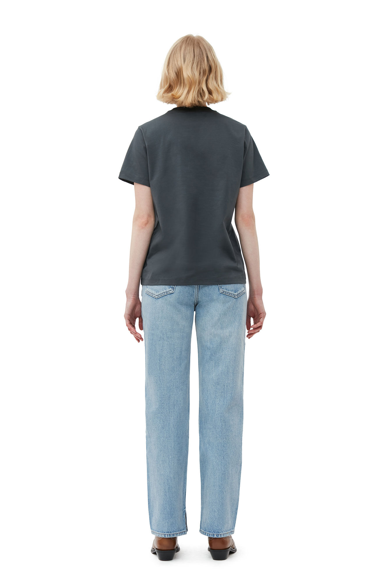 Relaxed Dance T-shirt, Organic Cotton, in colour Volcanic Ash - 2 - GANNI