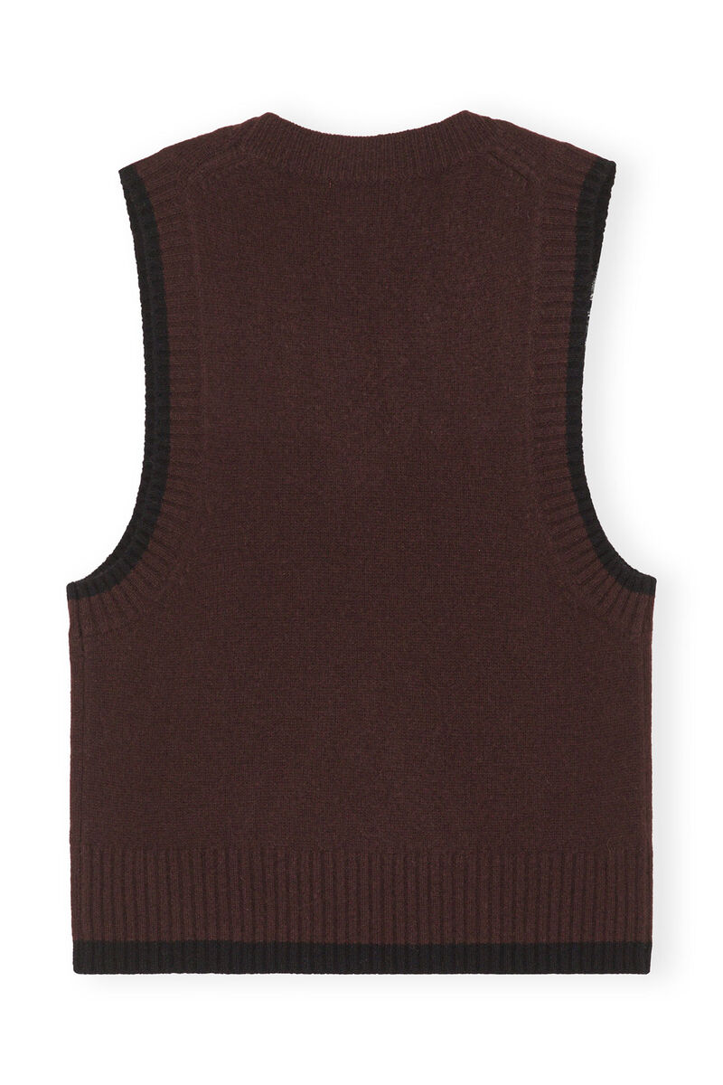 O-neck Vest, Cashmere, in colour Mole - 2 - GANNI