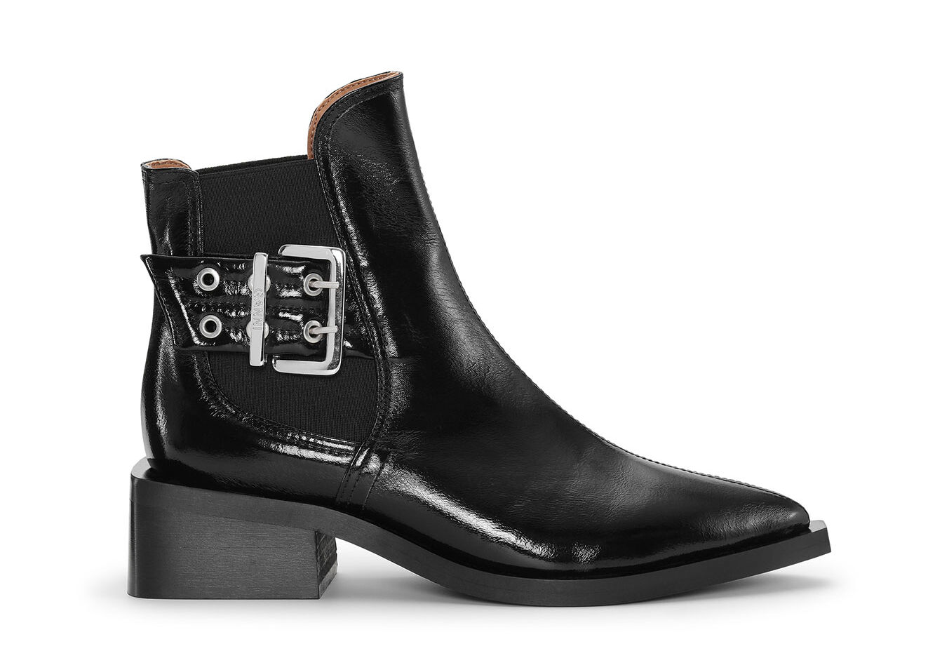 Black Chunky Buckle Chelsea Boots, Polyester, in colour Black - 1 - GANNI