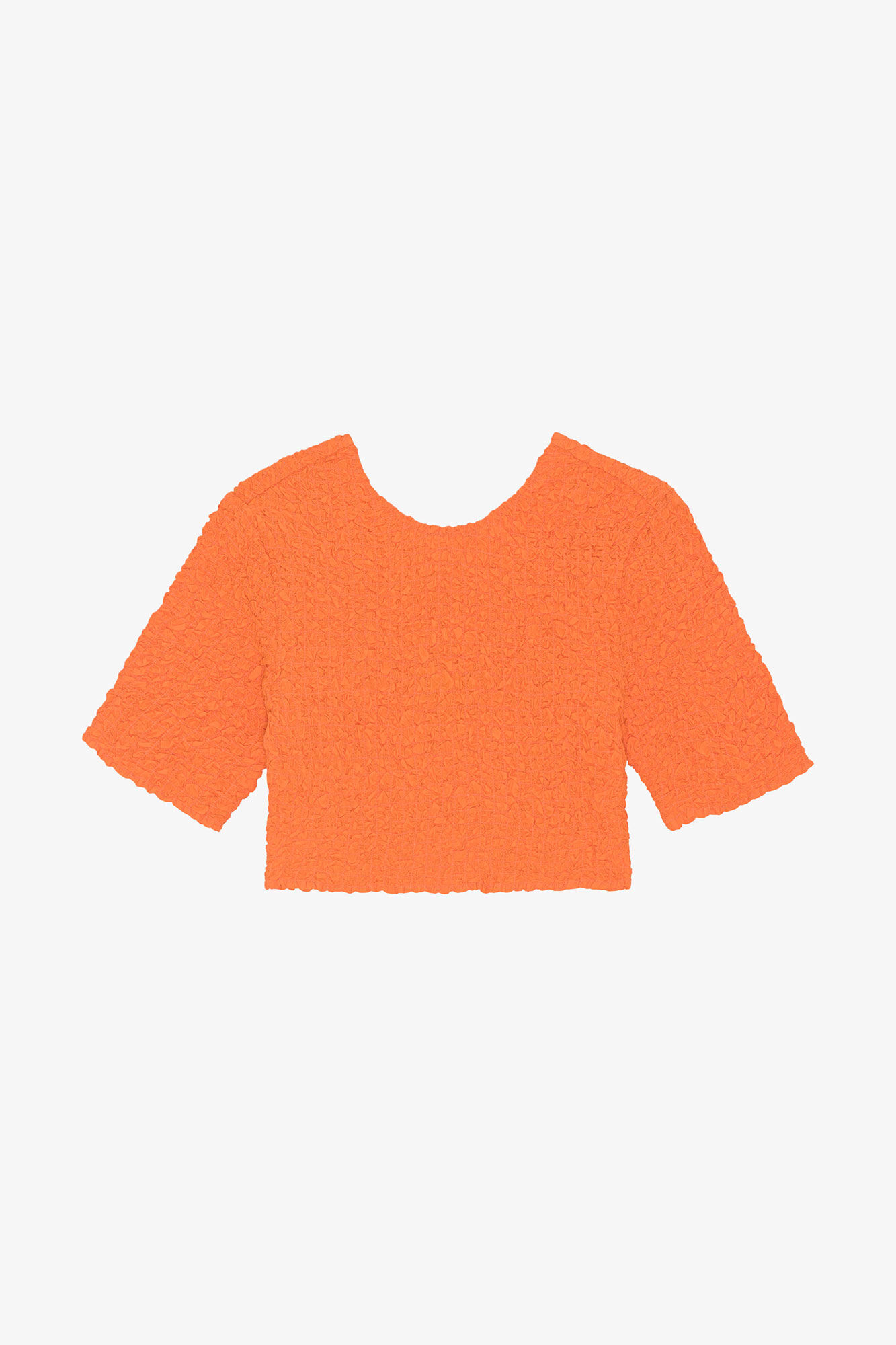 Orange Cotton Poplin Cropped Smock Top, Cotton, in colour Vibrant Orange - 1 - GANNI