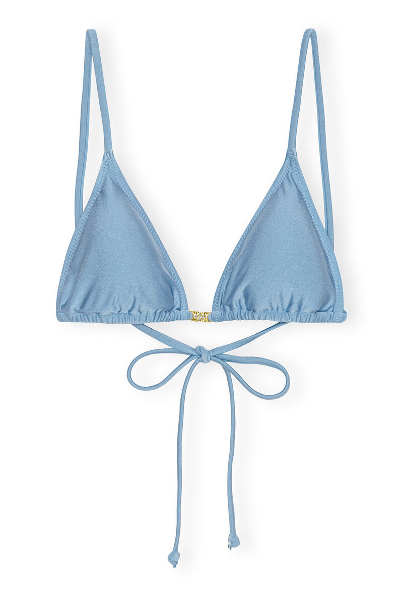 Blue String Bikini Top, Nylon, in colour Glacier Lake - 1 - GANNI