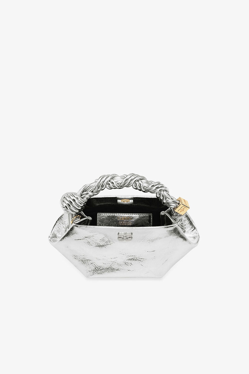 Silver Mini GANNI Bou Bag, Polyester, in colour Silver - 3 - GANNI