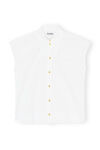 Sleeveless Shirt in 100% organic cotton, Cotton, in colour Bright White - 1 - GANNI