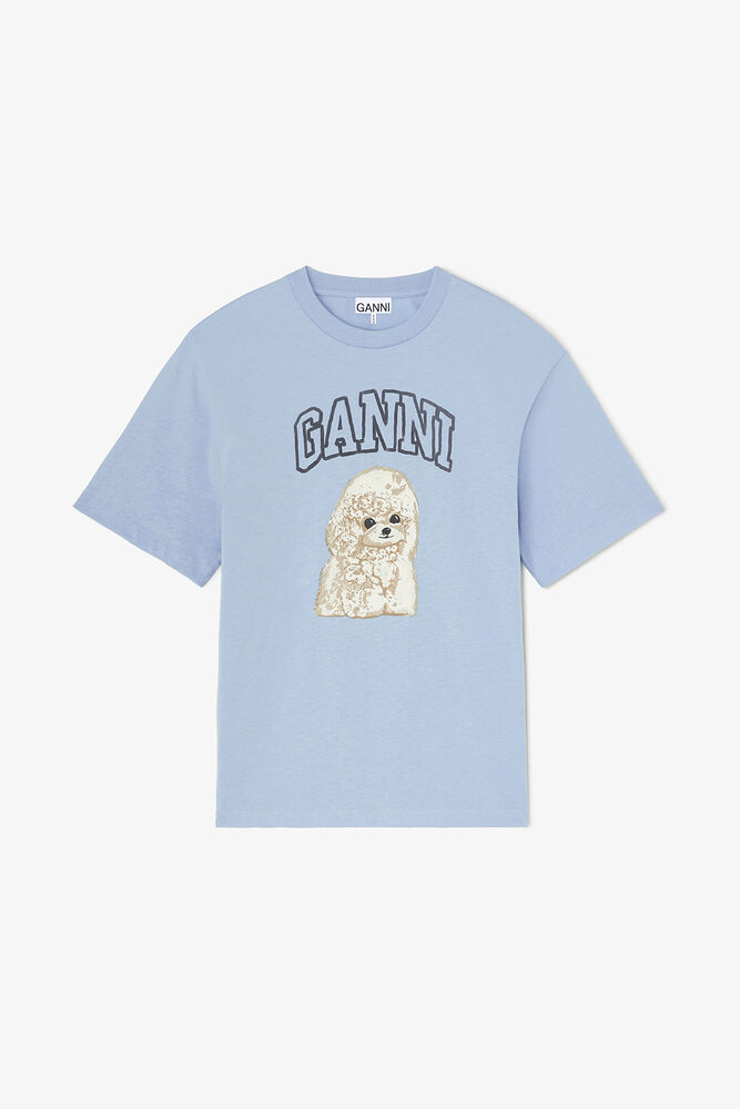 T-shirt with Poodle, Soft Chambray