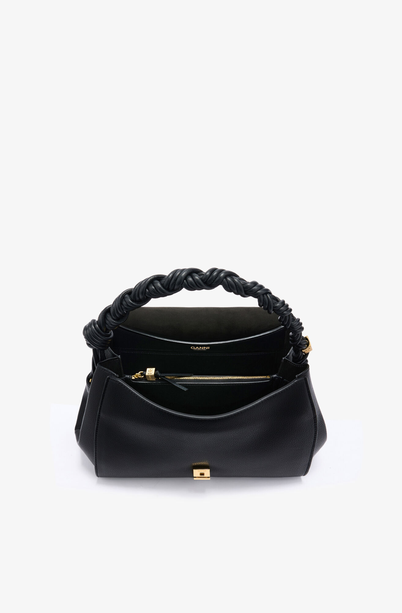 Very Bou Bag Grained in Black, Polyurethane, in colour Black - 3 - GANNI