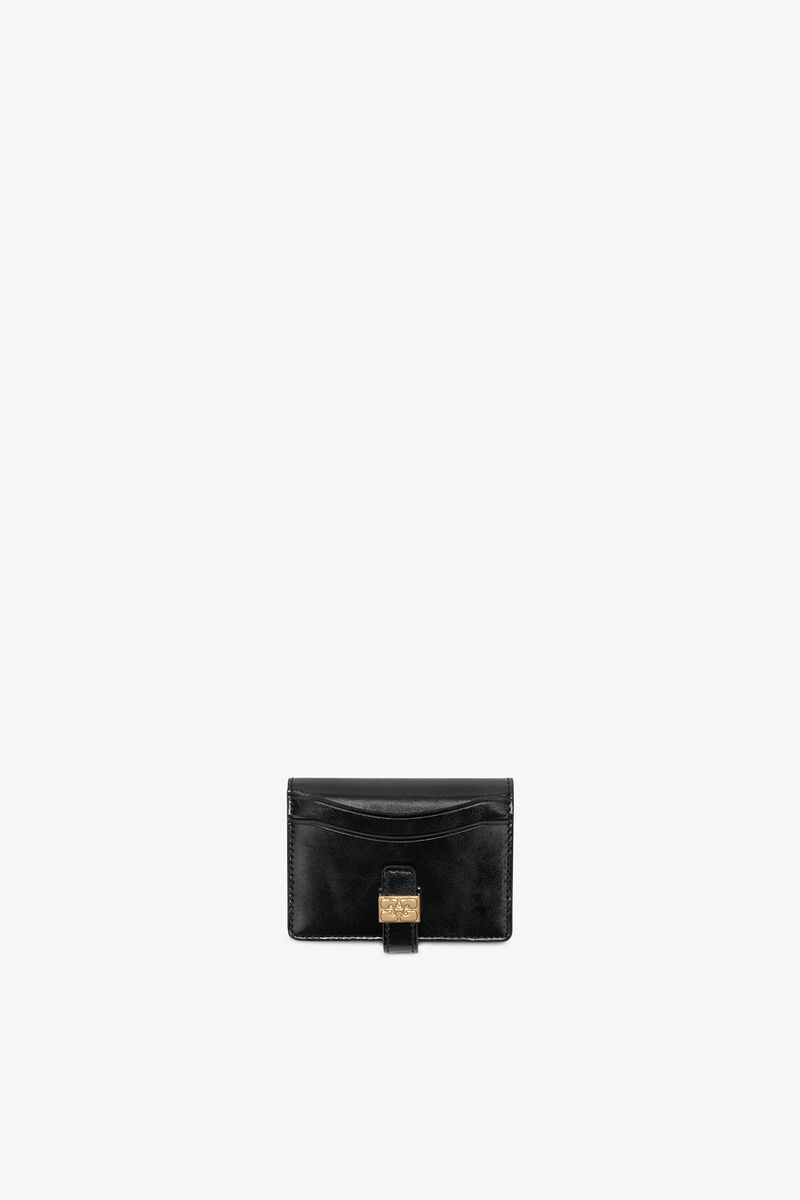 Sort og smal Sue kortholder, Recycled Leather, in colour Black - 1 - GANNI