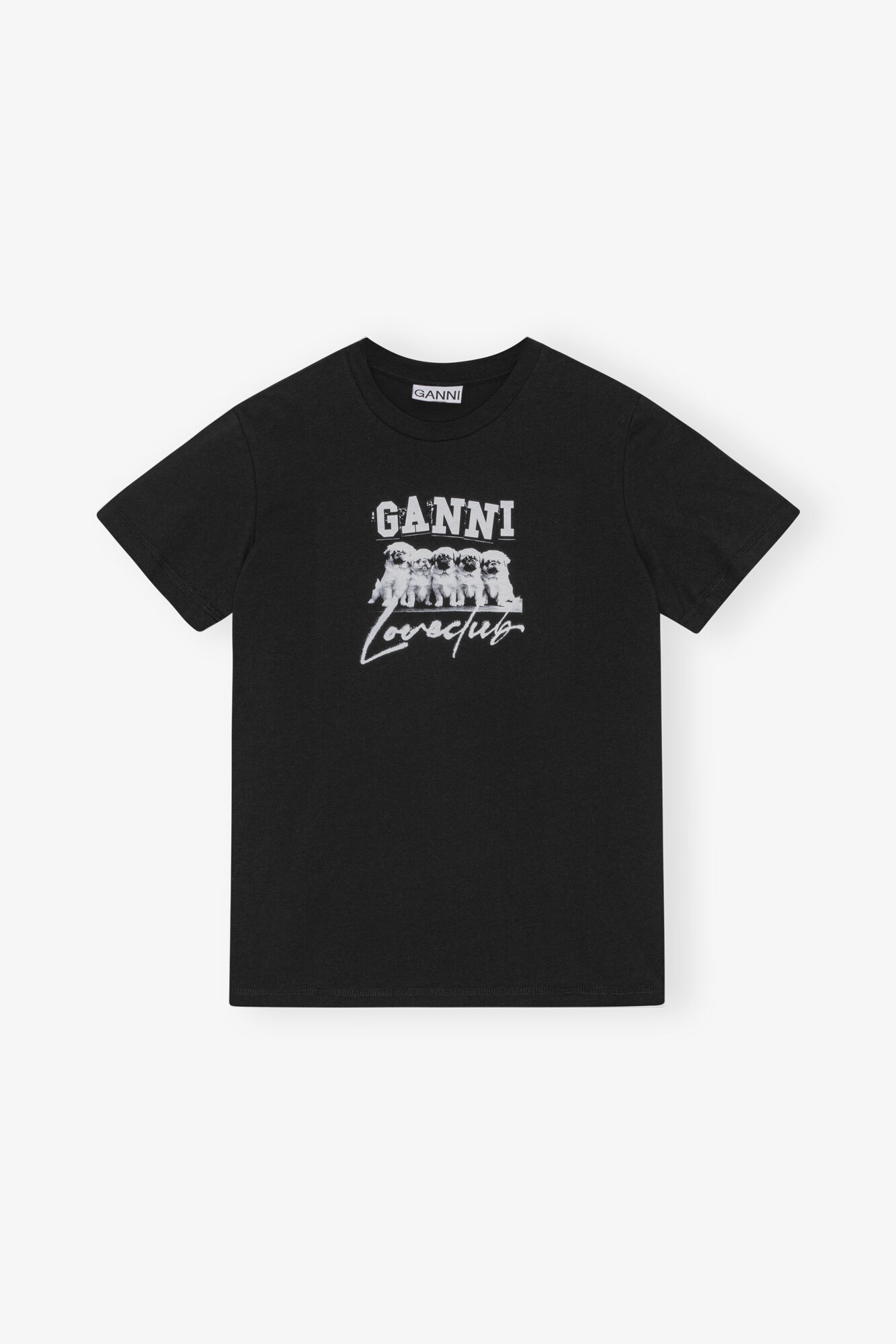 Thin Jersey Puppy Love Relaxed T-shirt, Cotton, in colour Black - 1 - GANNI