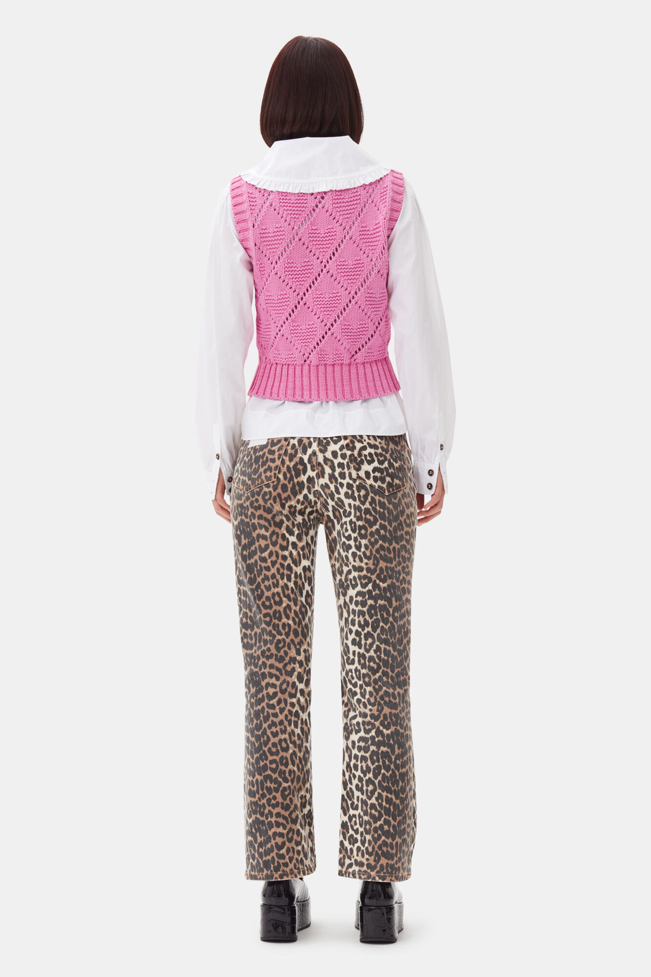 Pink Vest, Organic Cotton, in colour Rose Violet - 4 - GANNI