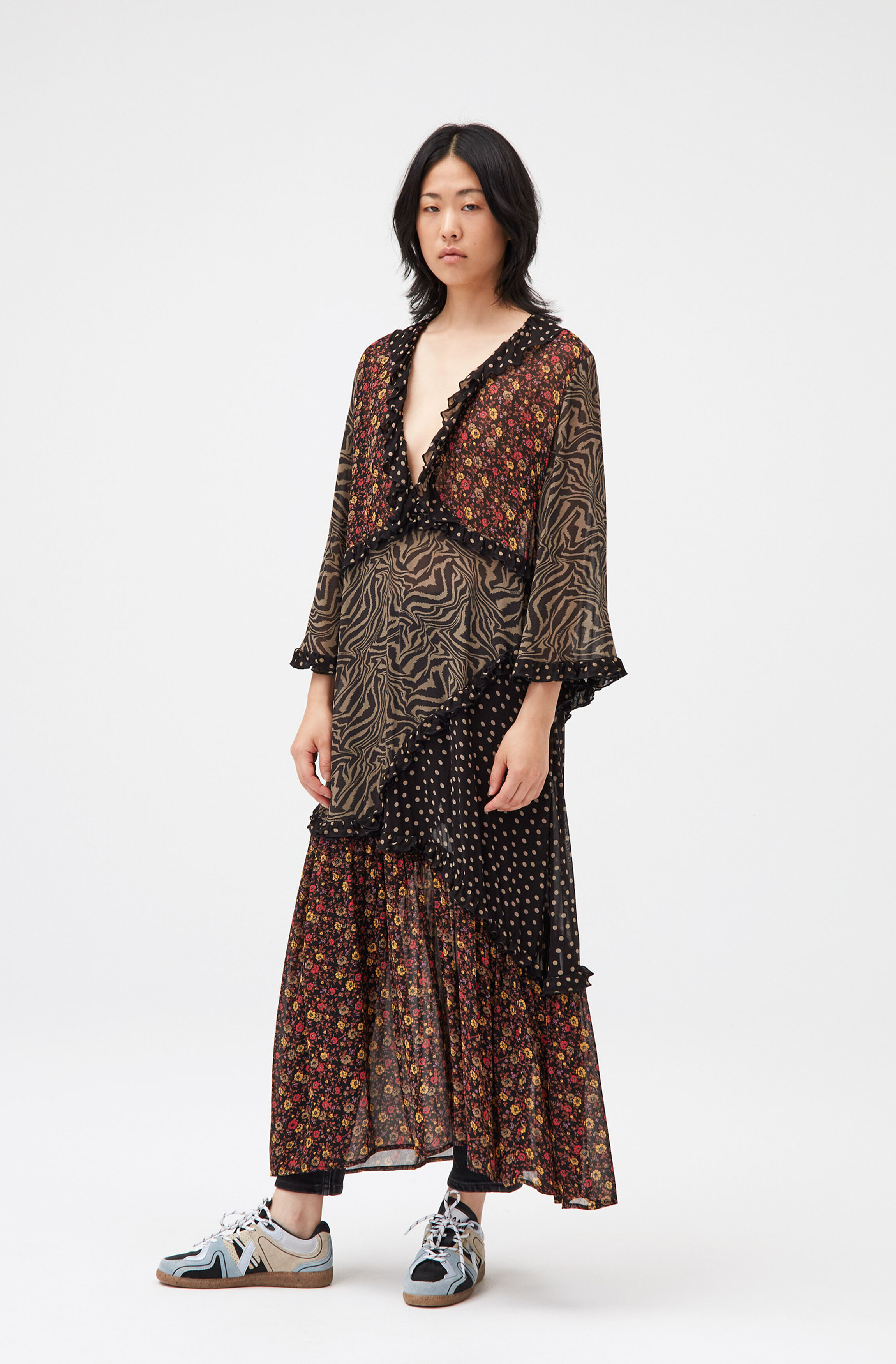 ganni patchwork dress