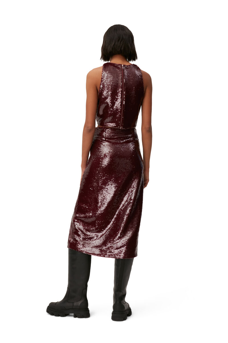 Sequins Top, Recycled Polyester, in colour Port Royale - 2 - GANNI