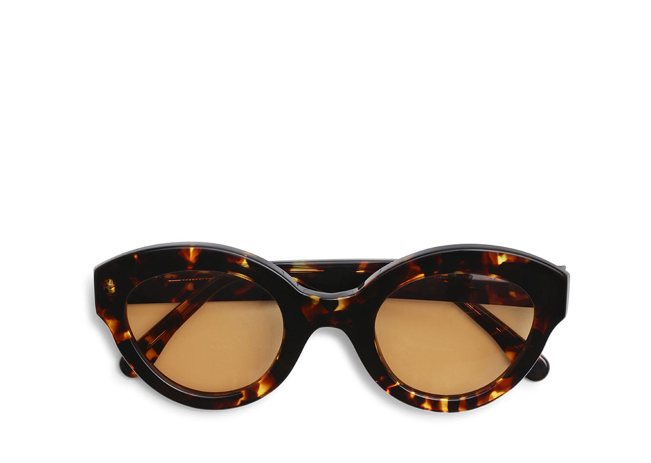 Brown Chunky Round Sunglasses, Acetate, in colour Brandy Brown - 1 - GANNI