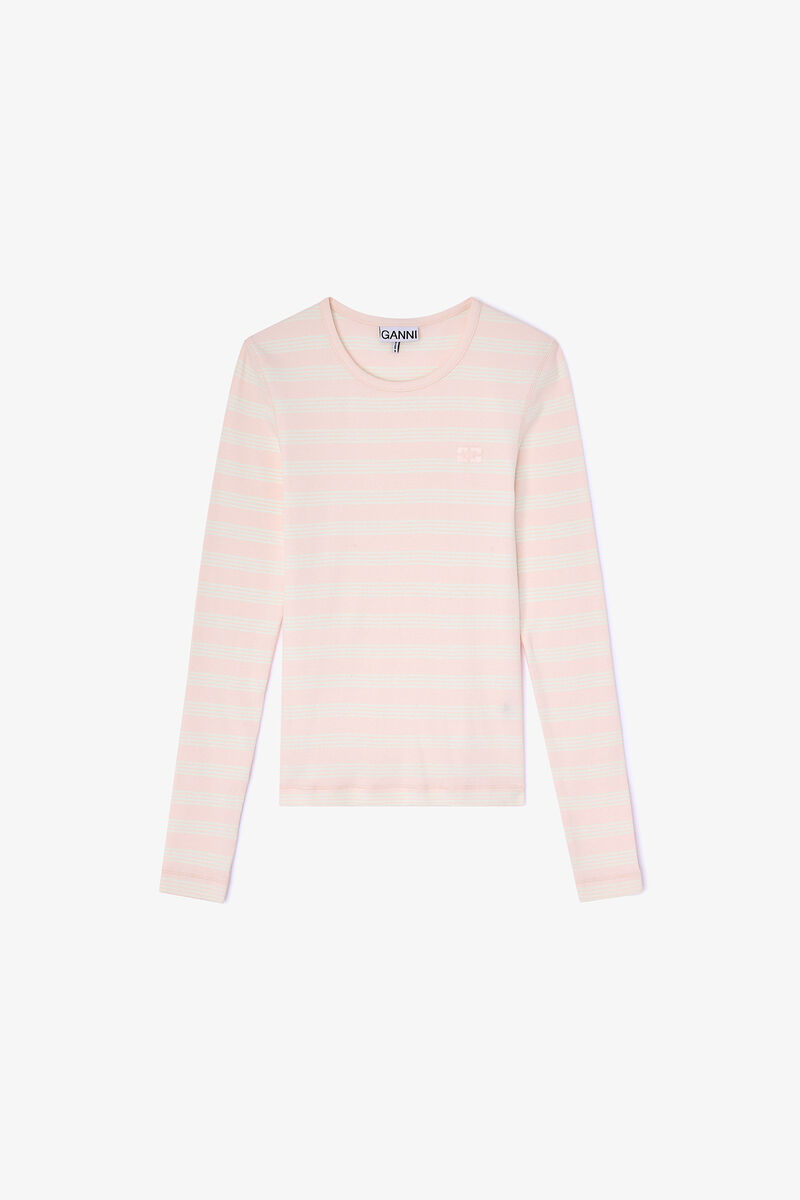 Manches longues &agrave; rayures, Organic Cotton, in colour Chalk Pink - 1 - GANNI