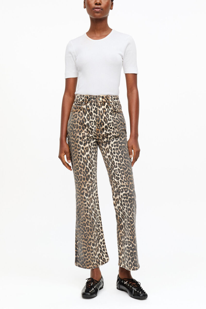 Jean court Betzy &agrave; imprim&eacute; l&eacute;opard, Organic Cotton, in colour Leopard - 2 - GANNI