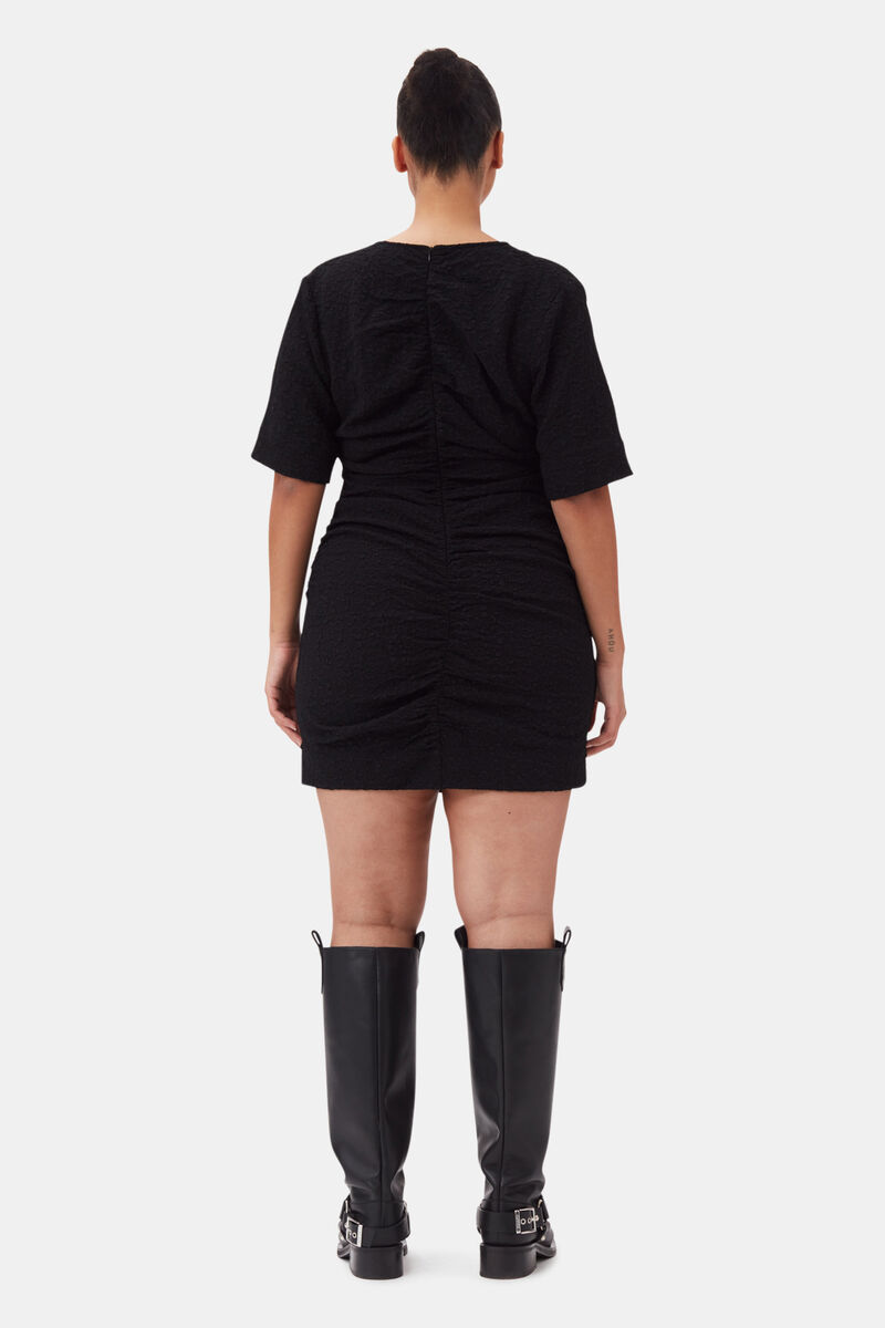 Black Textured Suiting Mini Dress, Polyester, in colour Black - 8 - GANNI