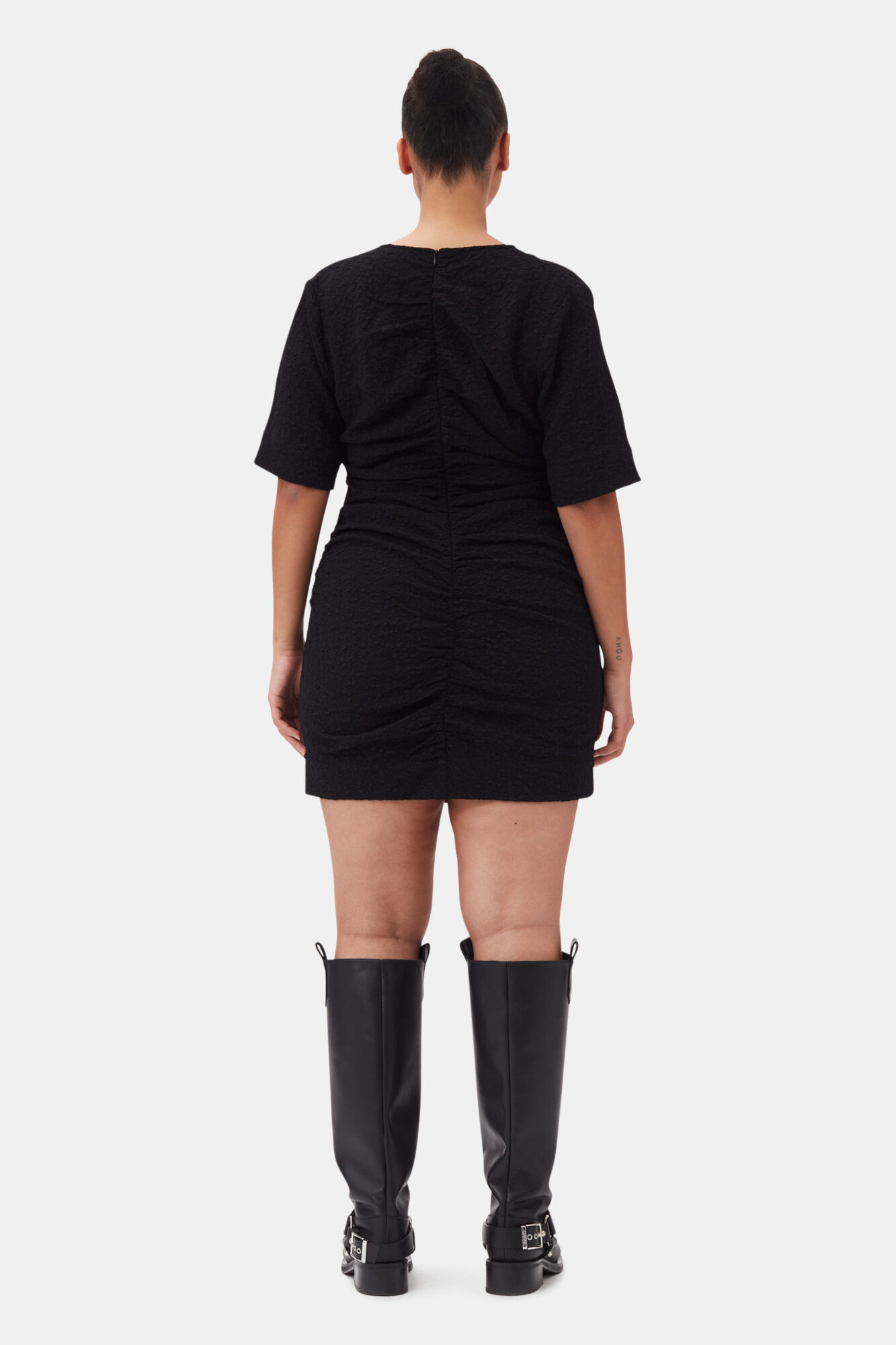 Black Textured Suiting Mini Dress, Polyester, in colour Black - 8 - GANNI