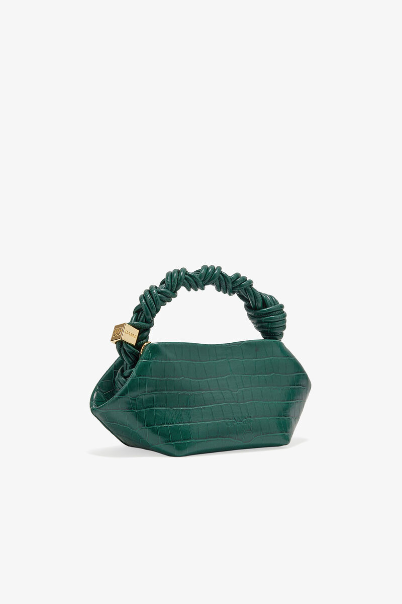 Sac GANNI Bou mini vert croco verni, Lyocell, in colour Pineneedle - 2 - GANNI