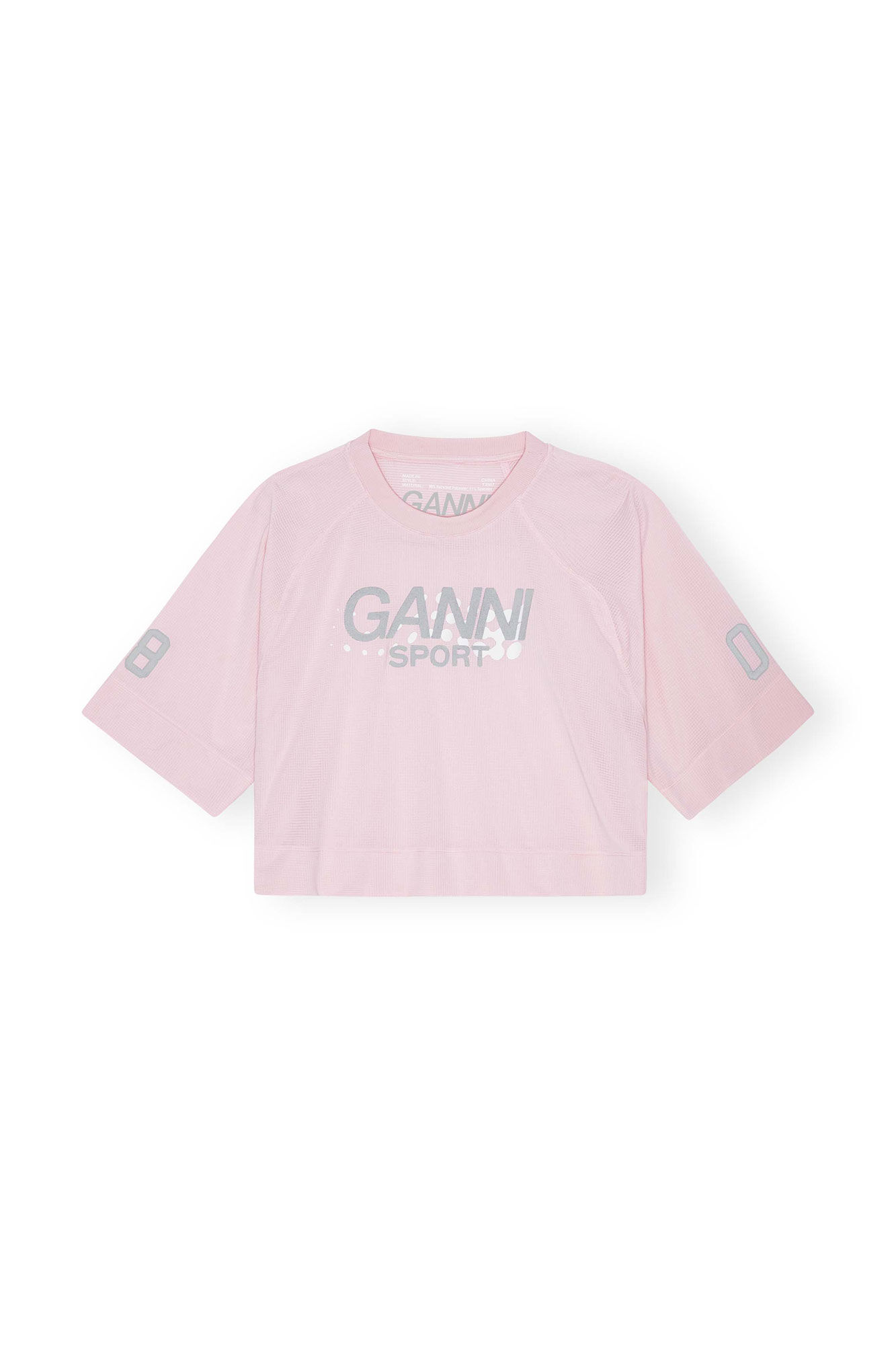 Active Mesh Cropped T-shirt, Recycled Polyester, in colour Lilac Snow - 1 - GANNI