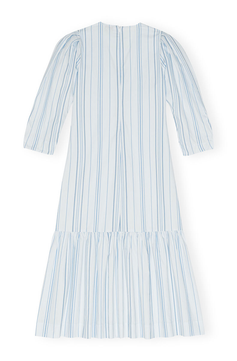 Striped Twill V-neck Maxi Dress, Cotton, in colour Heather - 2 - GANNI
