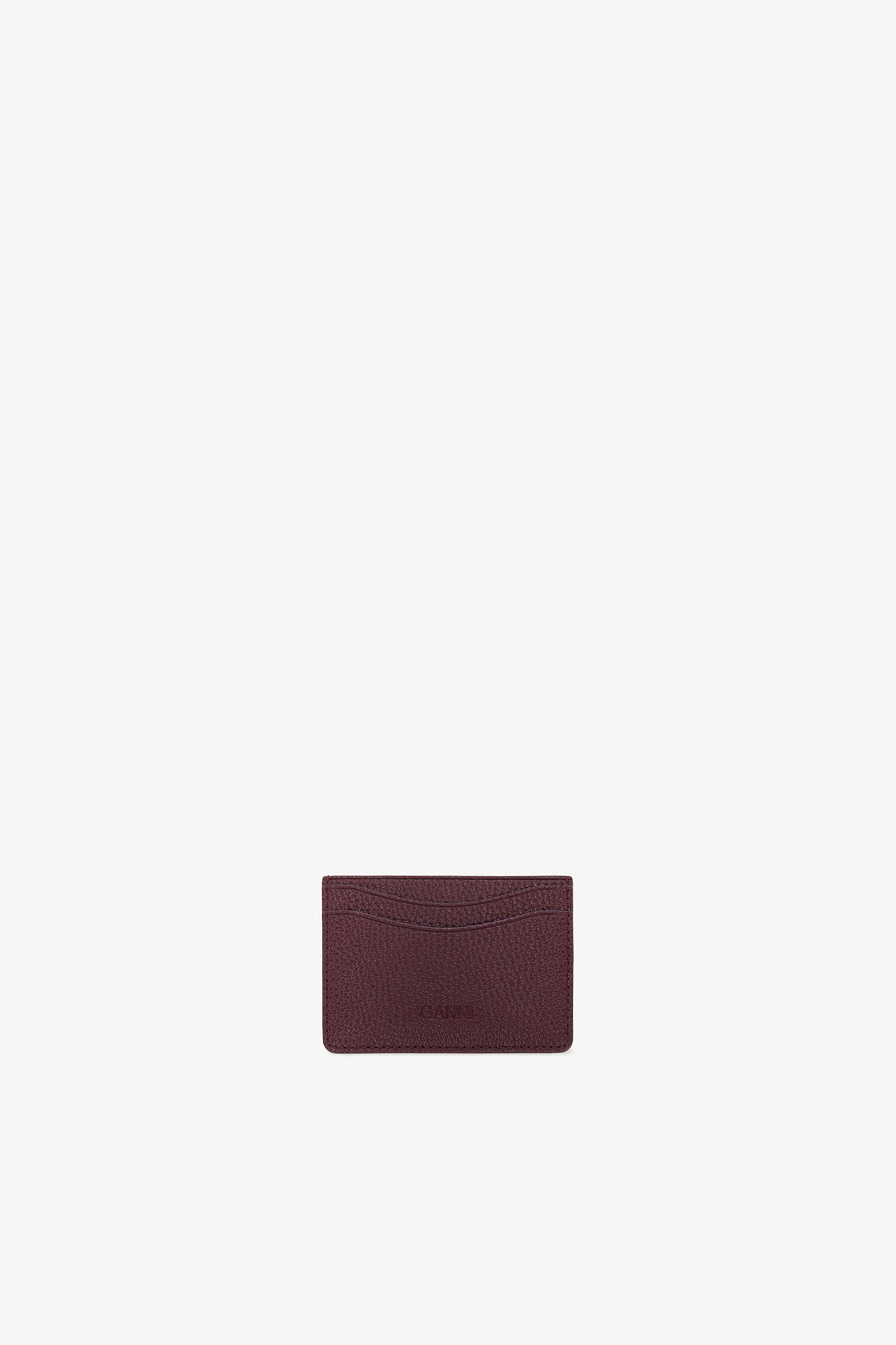 Bou Card Holder in Grained Burgundy, in colour Port Royale - 2 - GANNI