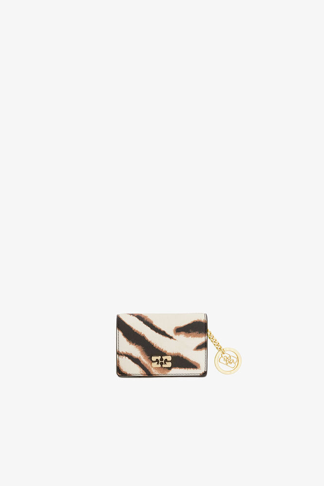 Bou Card Holder With Flap in Zebra, Egret