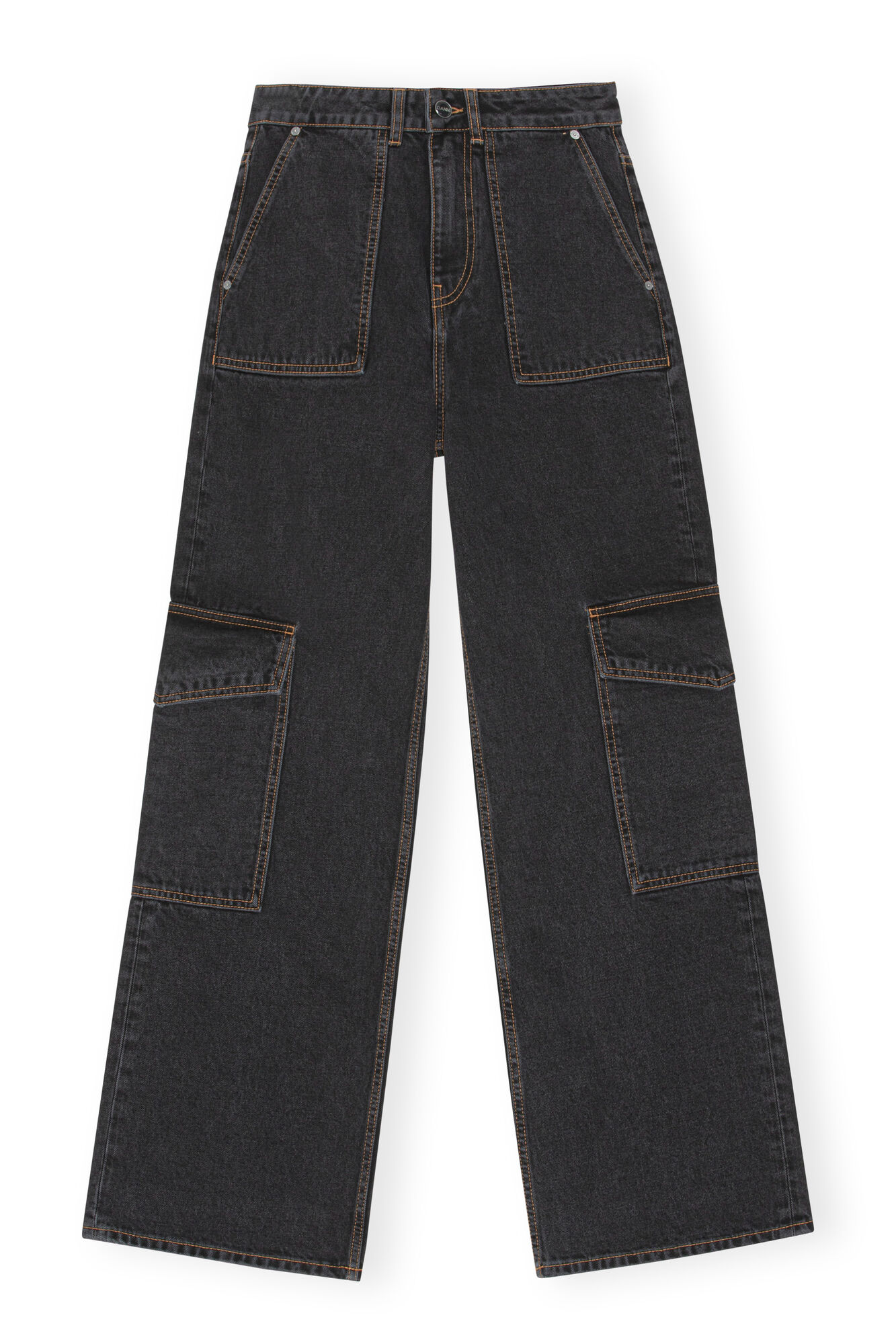 Angi Jeans, Cotton, in colour Washed Black/Black - 1 - GANNI