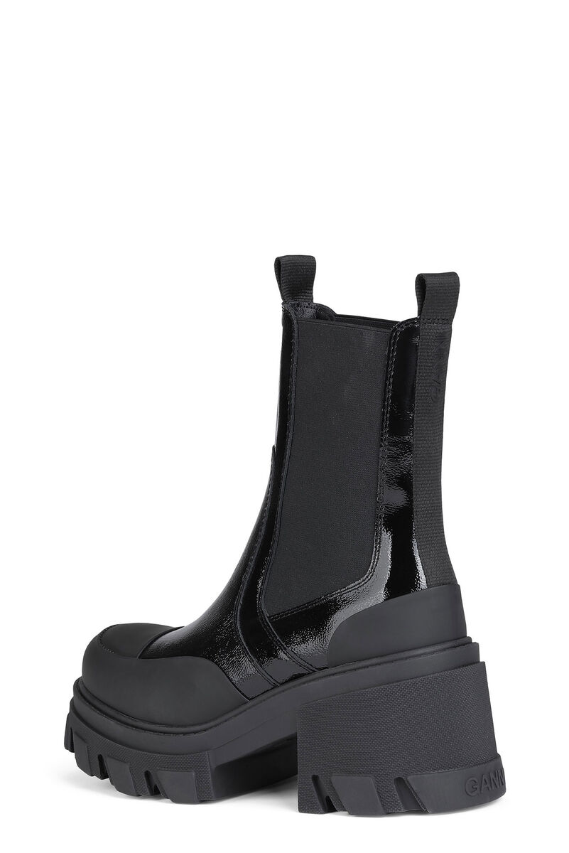 Cleated Heeled Mid Chelsea Boots, Calf Leather, in colour Black - 2 - GANNI