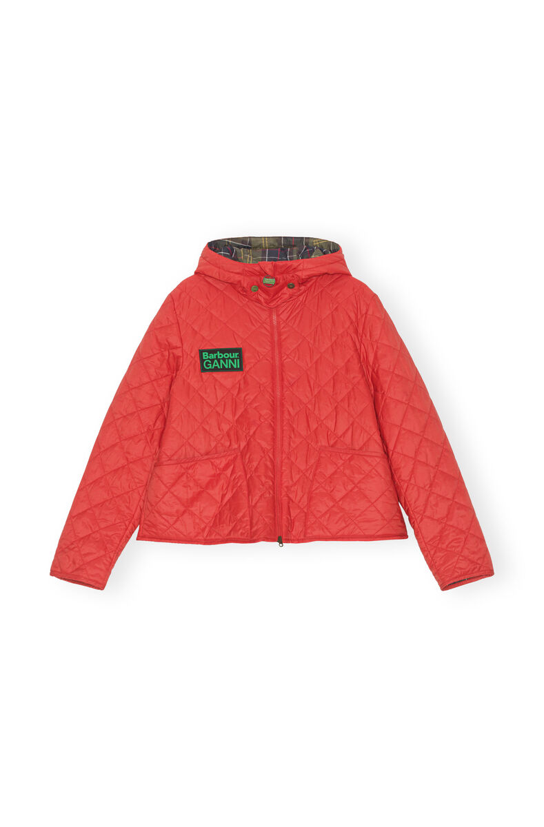 GANNI X Barbour Reversible Liddesdale Jacket, in colour Fiery Red - 1 - GANNI