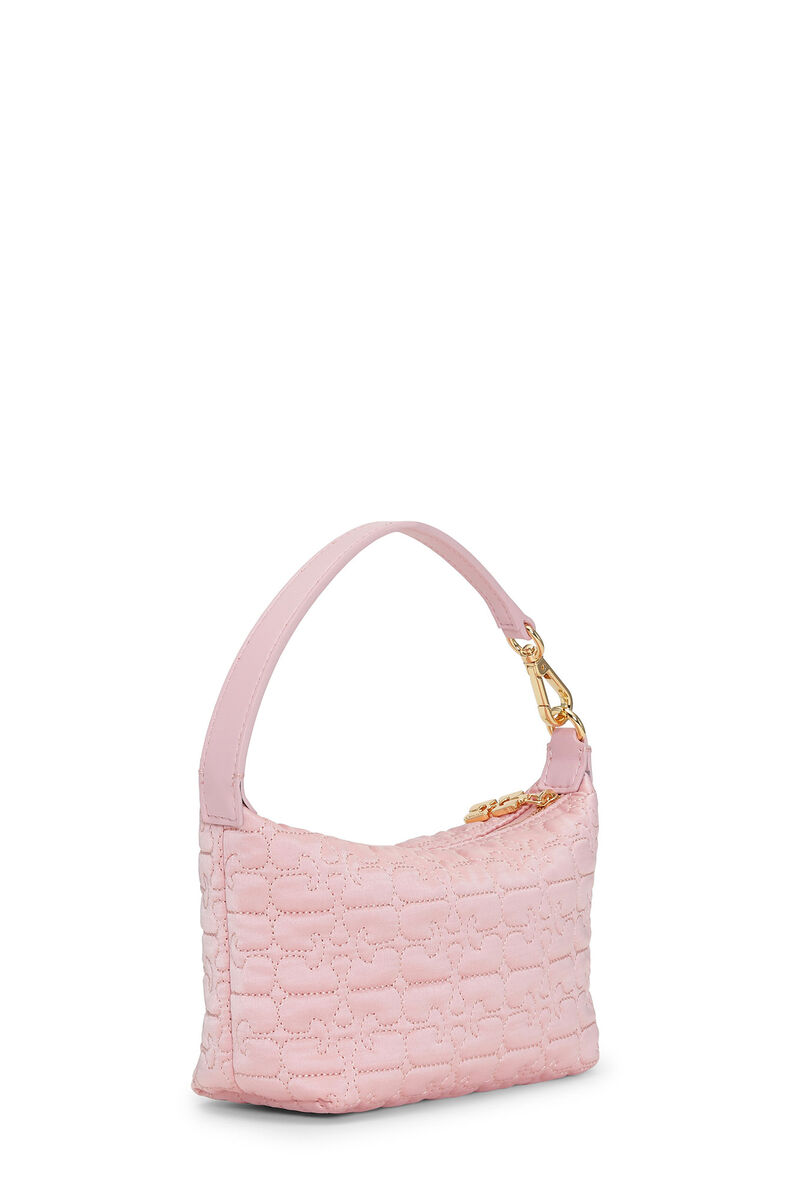 Light Pink Small Butterfly Pouch Satin Tasche, Recycled Polyester, in colour Powder - 2 - GANNI