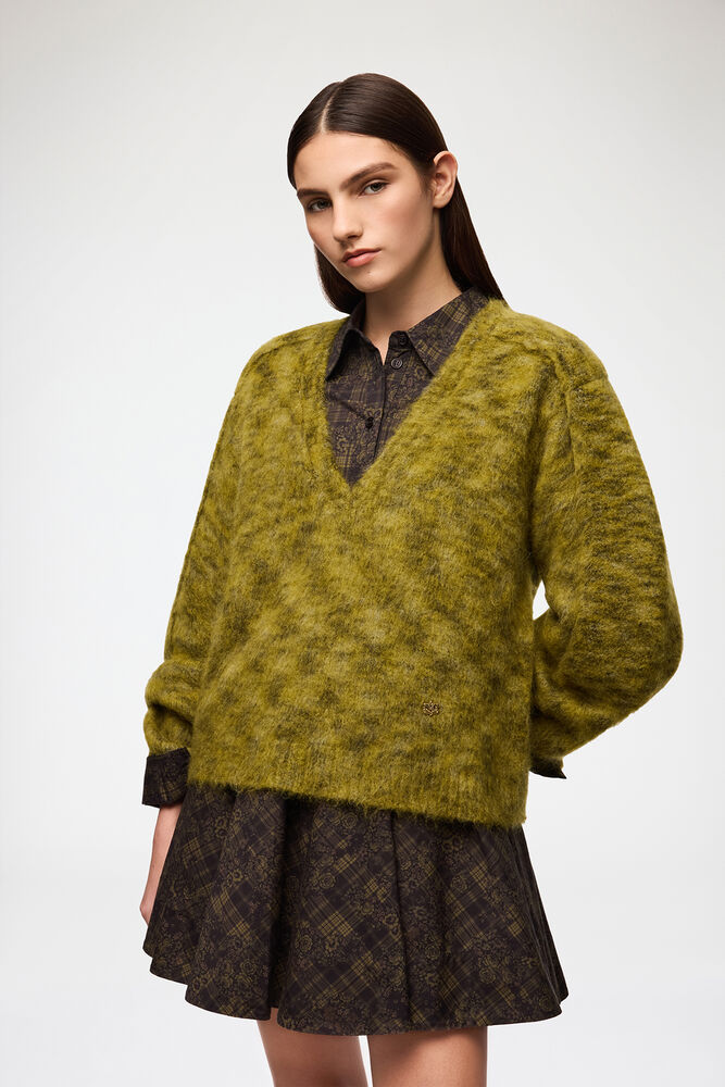 Jumper in Brushed Mohair, Military Olive