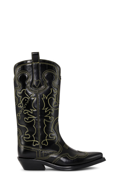 /Yellow Mid Shaft Embroidered Western Boots