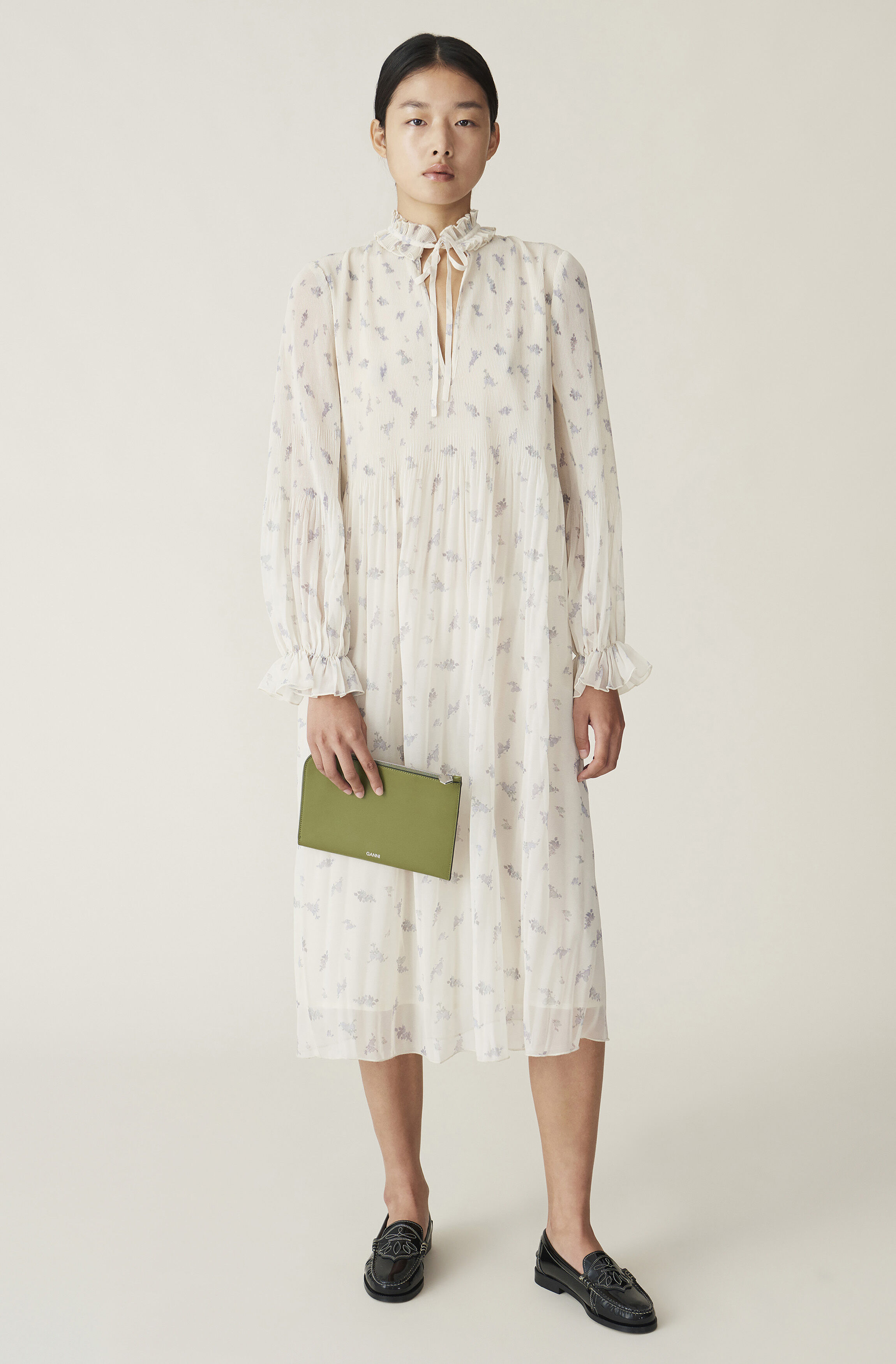 ganni georgette midi dress