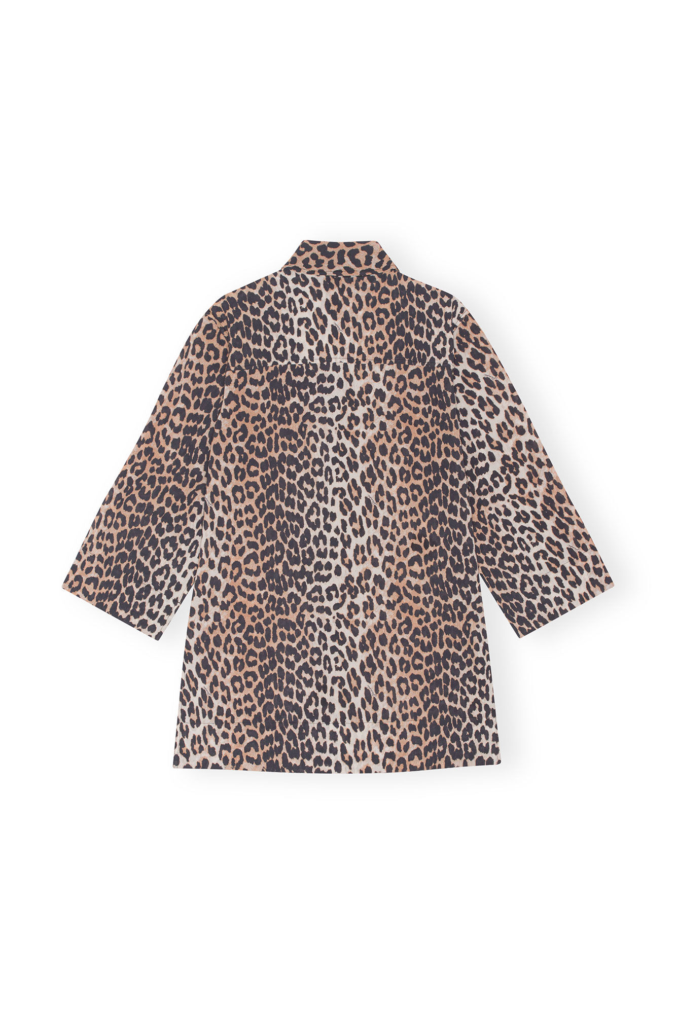 Leopard Print Cotton Shirt, Cotton, in colour Leopard - 2 - GANNI