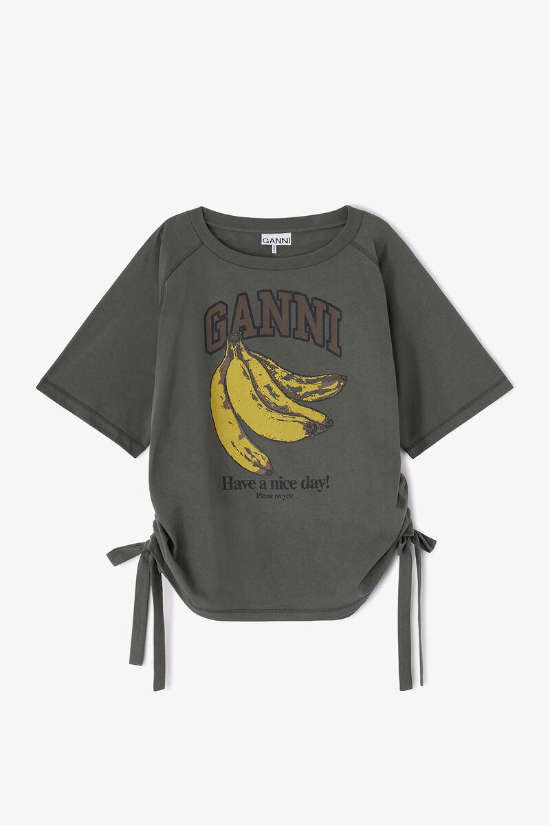 Grey Banana T-shirt, Organic Cotton, in colour Volcanic Ash - 1 - GANNI
