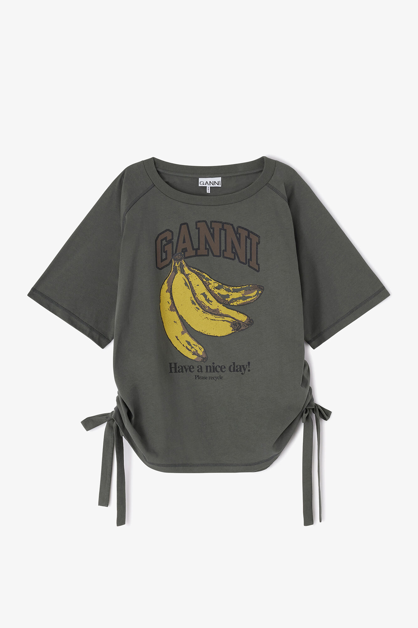 Grey Banana T-shirt, Organic Cotton, in colour Volcanic Ash - 1 - GANNI