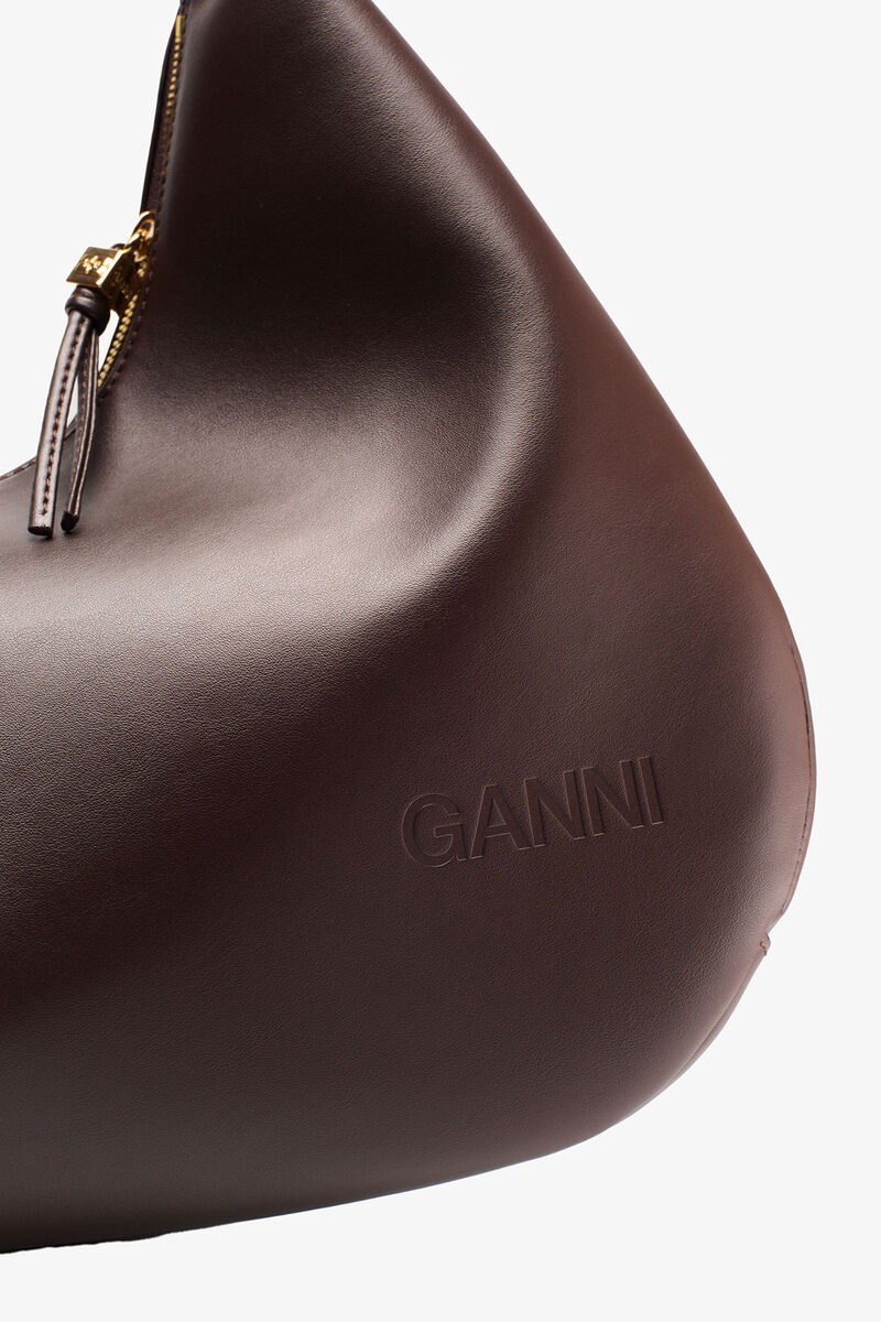 Brown Medium Hobo Bag, Polyester, in colour Chocolate Fondant - 7 - GANNI