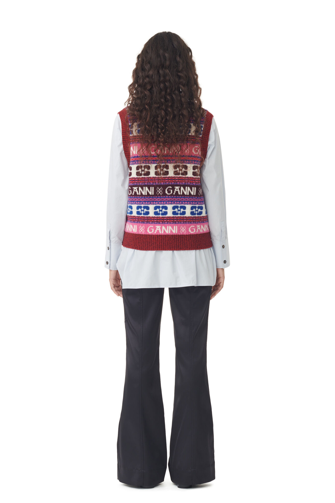 Pink Logo Wool Mix Vest, Recycled Polyamide, in colour Multicolour - 4 - GANNI