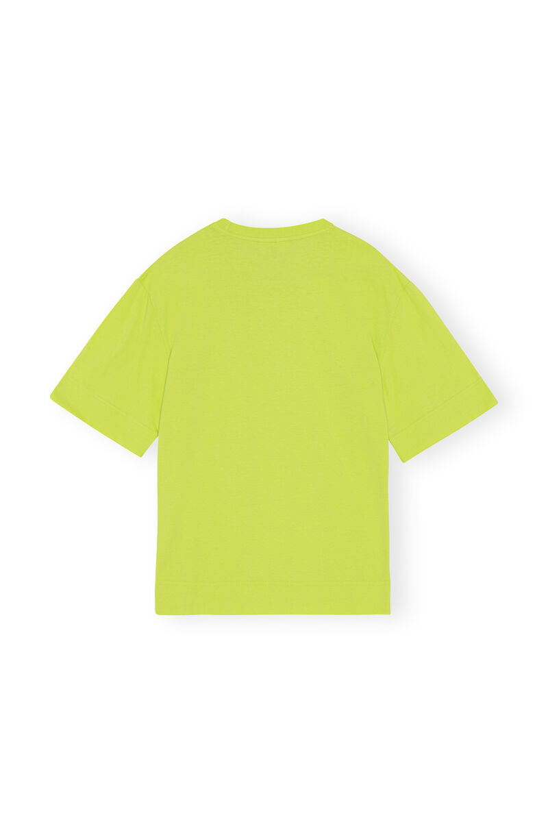 Avslappet t-skjorte med logo, Cotton, in colour Lime Popsicle - 2 - GANNI