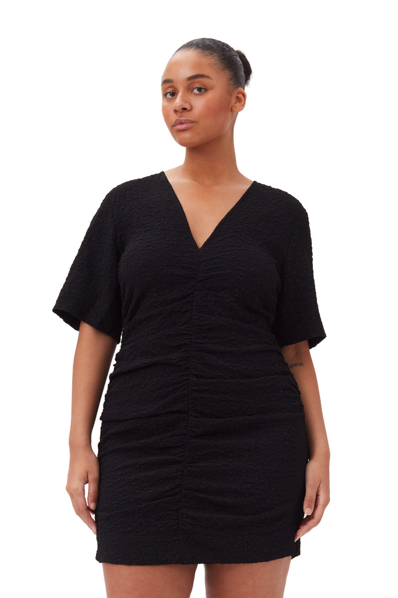 Black Textured Suiting Mini klänning, Polyester, in colour Black - 6 - GANNI