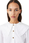 Poplin Shirt, Cotton, in colour Bright White - 4 - GANNI