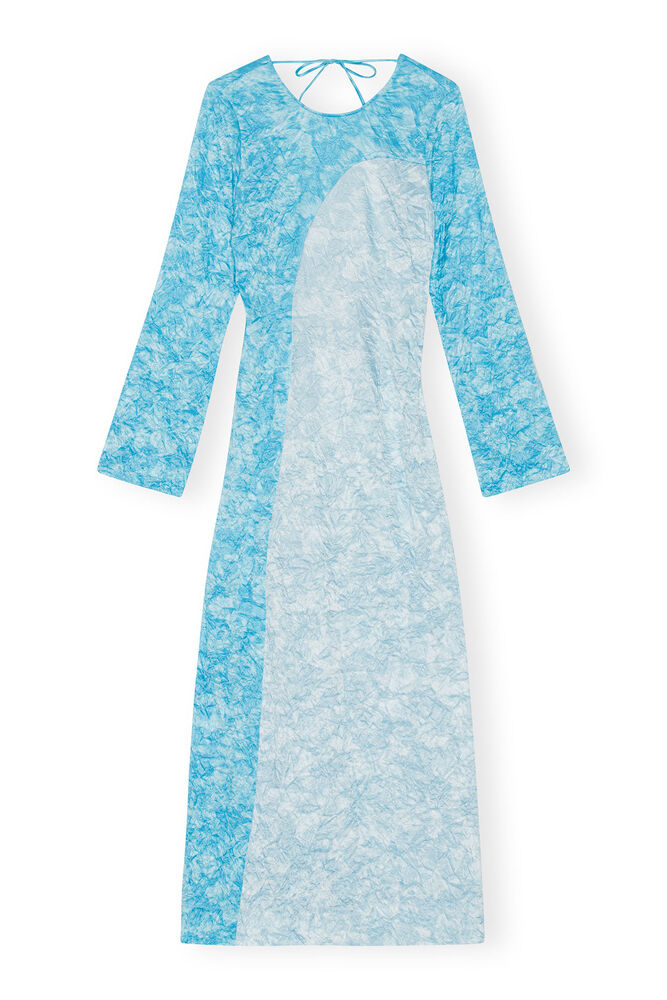 Crinkled Satin Maxi Dress, Ethereal Blue