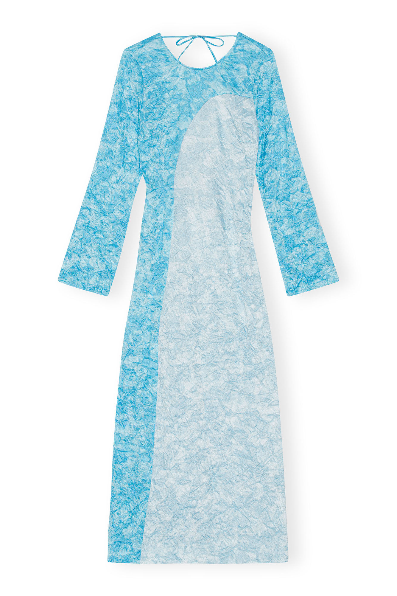 Crinkled Satin Maxi Dress, Elastane, in colour Ethereal Blue - 1 - GANNI