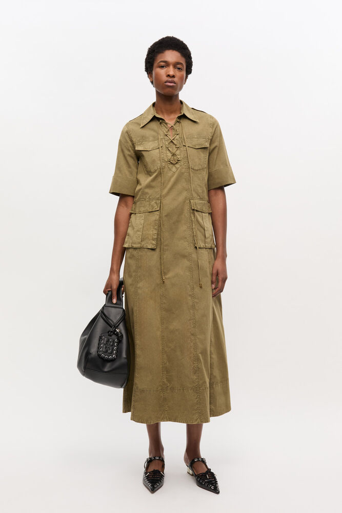 Green Washed Cotton Dress, Boa