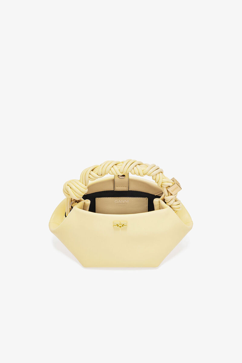 Mini Bou Bag in Yellow, Recycled Leather, in colour Yellow Cream - 3 - GANNI