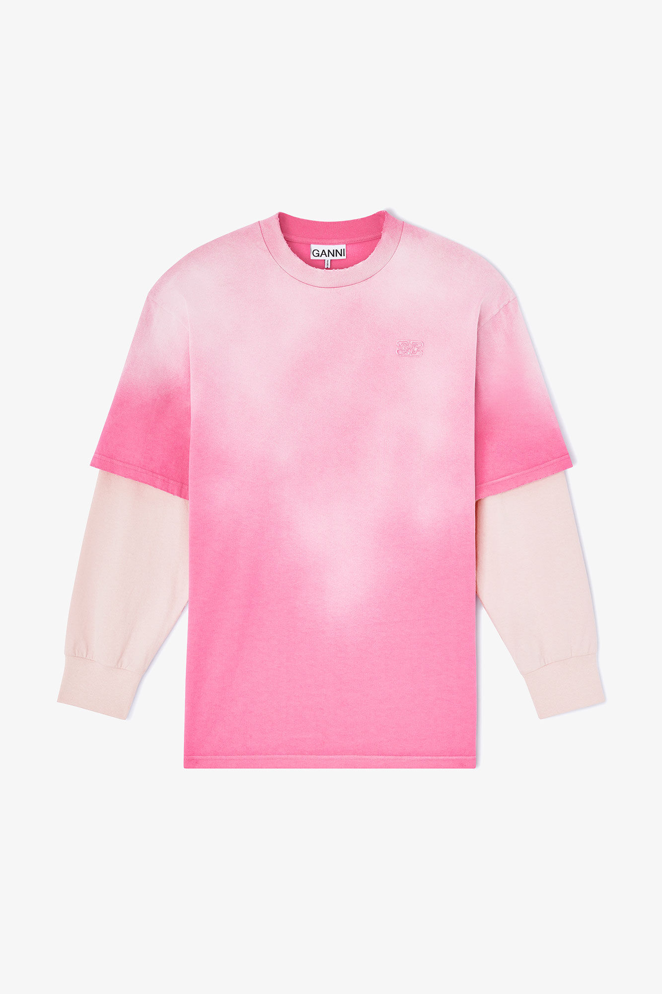 Washed Jersey Long-sleeve T-shirt, Organic Cotton, in colour Chalk Pink - 1 - GANNI