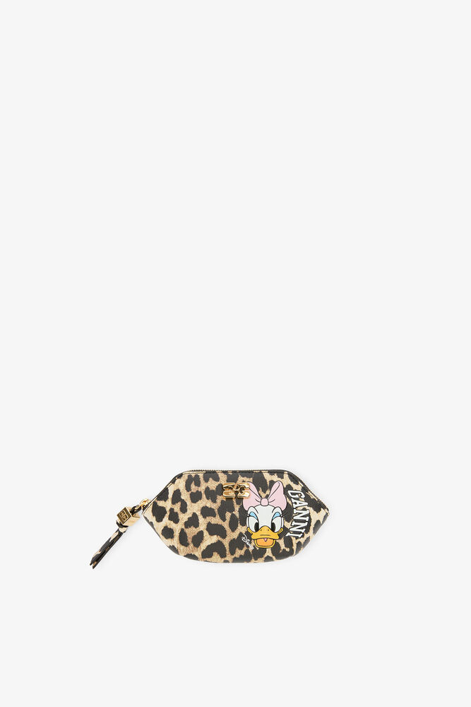 GANNI x Disney Daisy Duck Leopard Coin Purse, Almond Milk