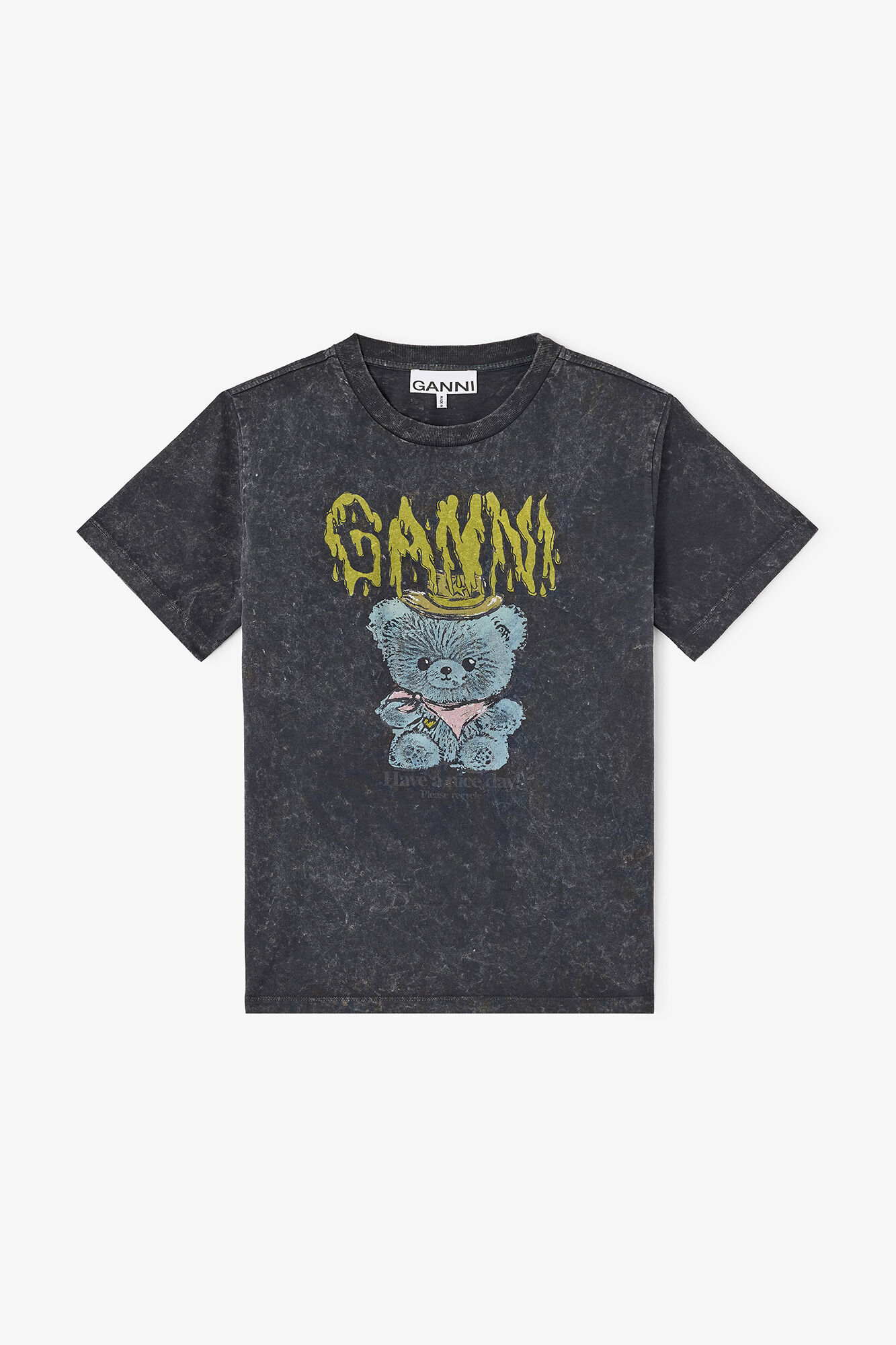 Vintagetv&auml;ttad t-shirt, Recycled Cotton, in colour Black Washed - 1 - GANNI