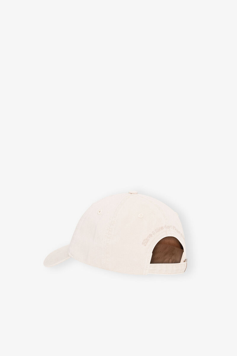 Ivory Canvas Cap, Organic Cotton, in colour Egret - 2 - GANNI